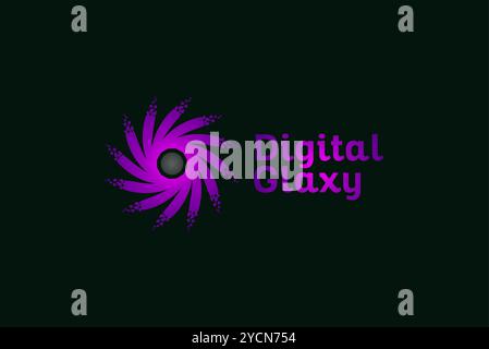 Digital galaxy media and entertainment  business logo design for technology brand and related company, abstract vector editable Stock Vector