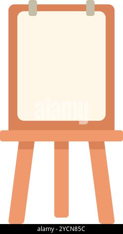 Wooden easel with a blank canvas is standing, ready for an artist to create a masterpiece Stock Vector