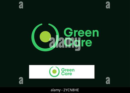 Green care target round business logo design for technology band and related company, abstract vector editable Stock Vector