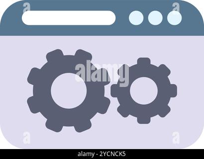 Website under construction displaying two rotating gears, symbolizing ongoing development and maintenance Stock Vector