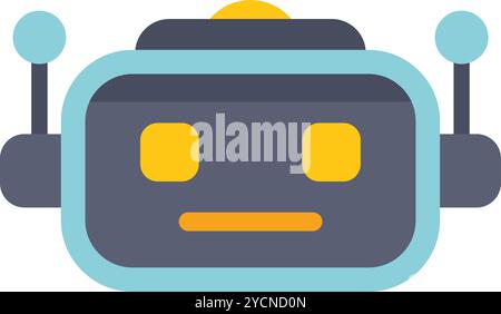 Simple, colorful icon of a robot face with a neutral expression, great for representing ai concepts Stock Vector
