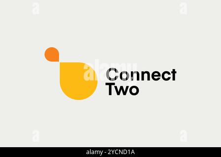 Connect two link joint destination direction business logo design for technology band and related company, abstract vector editable Stock Vector