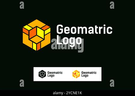 Geometric hexagon  industrial development innovative creative business logo design for technology band and related company, abstract vector editable Stock Vector