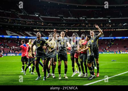 Madrid, Espagne. 23rd Oct, 2024. Players of Lille celebrate the victory during the UEFA Champions League, League Phase MD3 football match between Atletico de Madrid and Losc Lille on 23 October 2024 at Riyadh Air Metropolitano stadium in Madrid, Spain - Photo Matthieu Mirville/DPPI Credit: DPPI Media/Alamy Live News Stock Photo