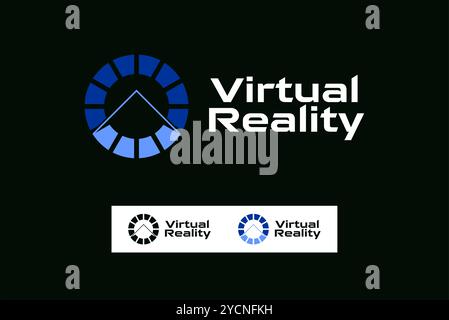 Virtual Reality  360 vr technology business logo design for technology band and related company, abstract vector editable Stock Vector