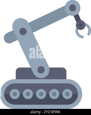 Industrial robot manipulator on a tracked base is holding something with its claw grip Stock Vector