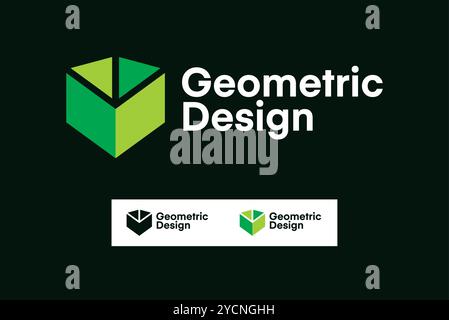 Geometric design green development and nature business logo design for technology band and related company, abstract vector editable Stock Vector