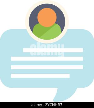 This vector illustration shows a person icon sending a message in a speech bubble Stock Vector