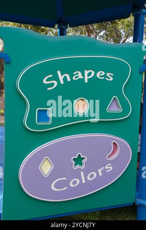 A Playground Board Showing and Teaching Children Shapes and Colors. Stock Photo