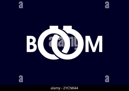 BOOM typography business logo design for technology band and related company, abstract vector editable Stock Vector
