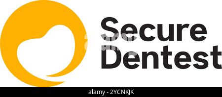 Dental yellow rounded secure dentist business logo design for technology band and related company, abstract vector editable Stock Vector