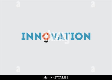 innovative typography bulb business logo design for technology band and related company, abstract vector editable Stock Vector