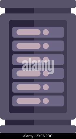Server rack storing digital information is shown in a minimalist illustration Stock Vector