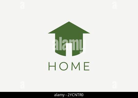 Real estate home green building typography city urban business logo design for technology band and related company, abstract vector editable Stock Vector