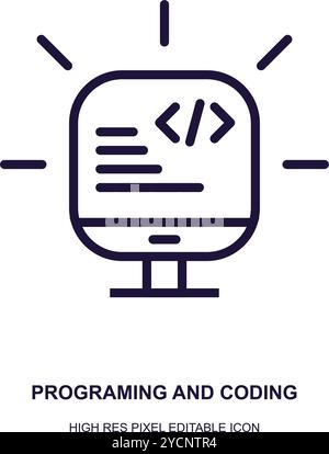 Web coding icon business logo design for technology band and related company, abstract vector editable Stock Vector