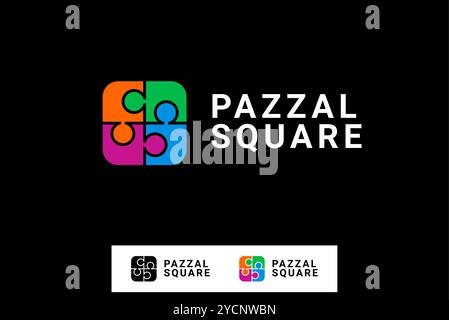 Puzzle Square Logo Design  Education & Learning logo editable vector Stock Vector