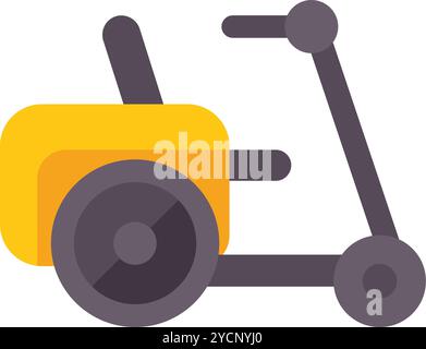 Yellow modern electric scooter standing on white background, eco friendly individual transport concept Stock Vector