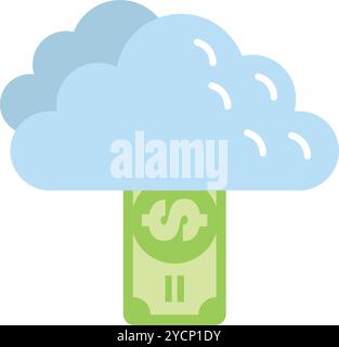 Cloud computing, data storage and online payment security concept with dollar bill Stock Vector