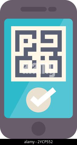 Smartphone scanning qr code successfully with checkmark symbol on the screen Stock Vector