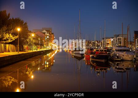 Boats and reflections at Portishead marina  in somerset Stock Photo