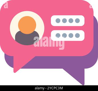 Speech bubble is showing a user profile with hidden password, depicting concept of login Stock Vector