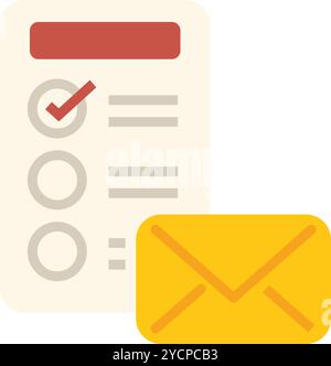 Completing tasks on checklist and sending email, filling online survey form, sending feedback concept, flat vector icon Stock Vector
