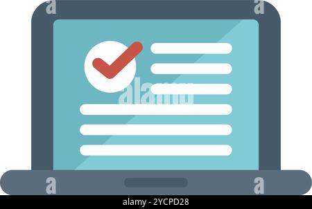 Laptop computer is displaying a check mark next to a list, showing the concept of online survey Stock Vector
