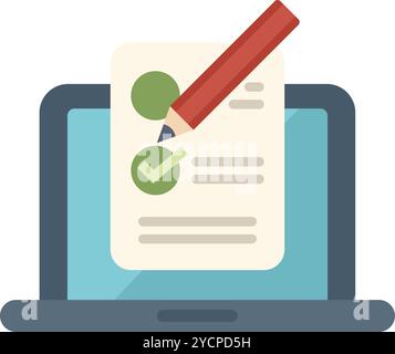 Concept of online testing, completing a form or answering a questionnaire on a computer Stock Vector