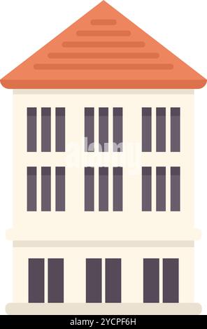 Illustration featuring a large building with multiple windows and a tiled roof, showcasing urban architecture Stock Vector