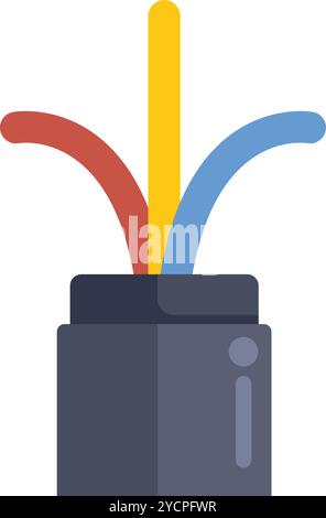 Fiber optic cable transmitting data through wires is depicted in this colorful icon design Stock Vector