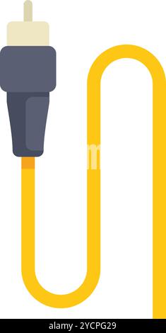 Yellow toslink cable with a connector for transmitting audio and data signals through optical fiber Stock Vector