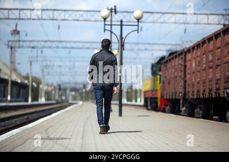Confident man posing in selvedge  jeans Stock Photo