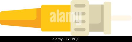 Yellow fiber optic cable connector transmitting digital data signal Stock Vector