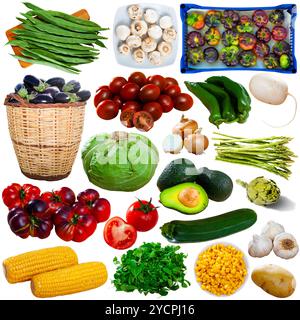 Many different types of vegetables over white background Stock Photo