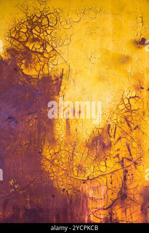 Old paint vertical background yellow and purple Stock Photo