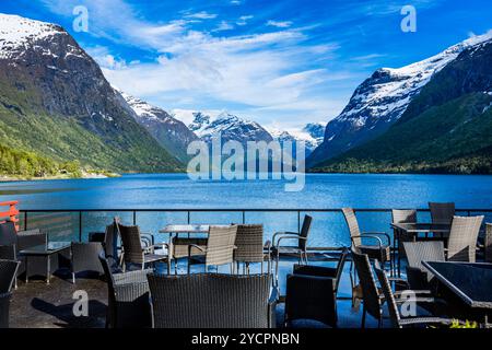 Cafe on the nature background Stock Photo