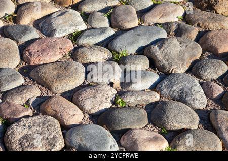 Old paved roadway as background closeup Stock Photo