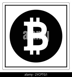 A sleek and modern Bitcoin symbol icon displayed on a black circle background, representing cryptocurrency and digital finance, suitable for various d Stock Vector