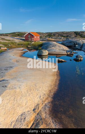Wooden hut on the Schaerenkueste, Ramsvik, Bohuslaen. Sweden Stock ...