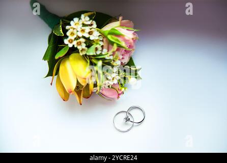 Rings and flowers Stock Photo