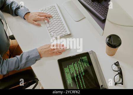 Young Female Programmers Hands Stock Photo