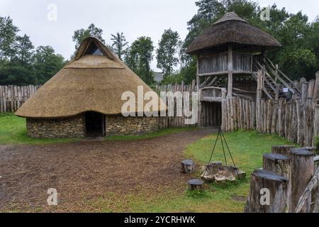 Wexford, Ireland, 18 August, 2022: view of a reconstructed early medieval ringfort in the Irish National heritage Park, Europe Stock Photo