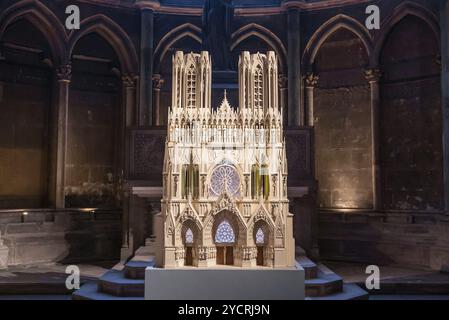 Reims, France- 13 September, 2022: model of the historic Reims Cathedral in one of the side chapels of the same cathedral Stock Photo