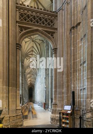 Canterbury, United Kingdom, 10 September, 2022: view of the side nave inside the historic Canterbuy Cathedral, Europe Stock Photo