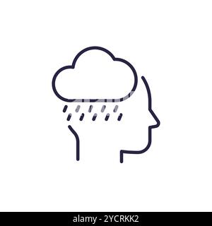 bad mood line icon with rain cloud Stock Vector