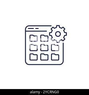 file management line icon with folders Stock Vector