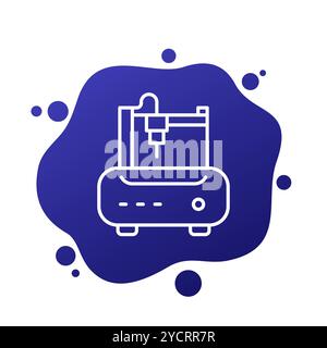 milling machine or cnc line icon Stock Vector