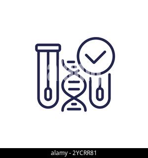 dna swab tests line icon with a check mark Stock Vector