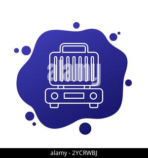 electric grill icon, line vector Stock Vector
