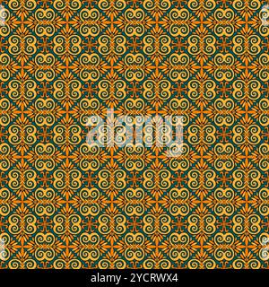 Flat design mexican talavera pattern. Tile Seamless Pattern Stock Vector